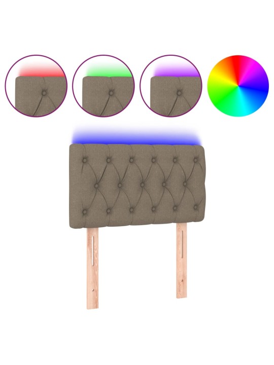 Čelo postele s LED taupe 80 x 7 x 78/88 cm textil