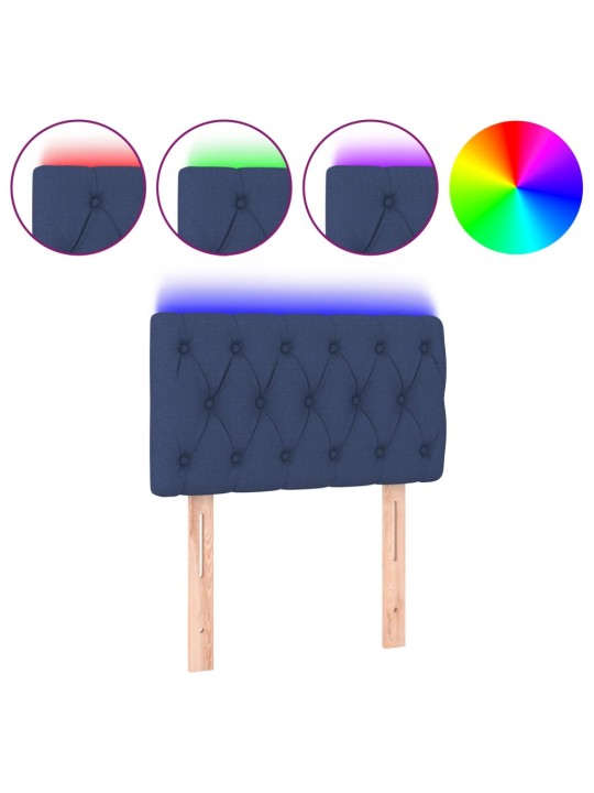 Čelo postele s LED modré 80 x 7 x 78/88 cm textil