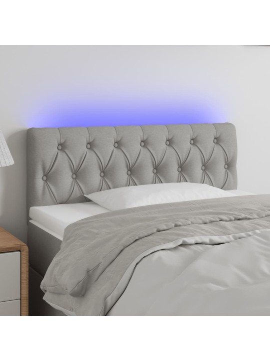 Čelo postele s LED světle šedé 90 x 7 x 78/88 cm textil