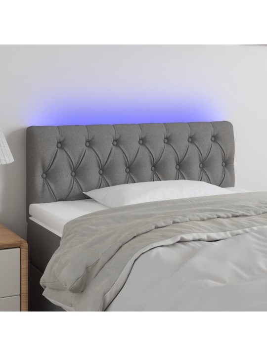 Čelo postele s LED tmavě šedé 90 x 7 x 78/88 cm textil