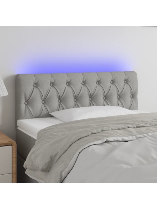 Čelo postele s LED světle šedé 100 x 7 x 78/88 cm textil