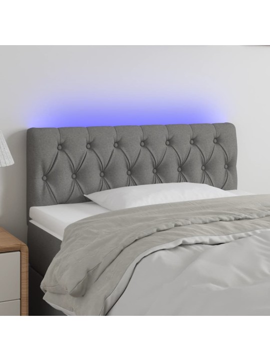 Čelo postele s LED tmavě šedé 100 x 7 x 78/88 cm textil