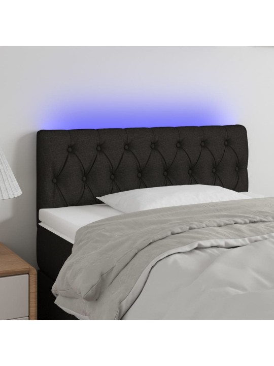 Čelo postele s LED černé 100 x 7 x 78/88 cm textil