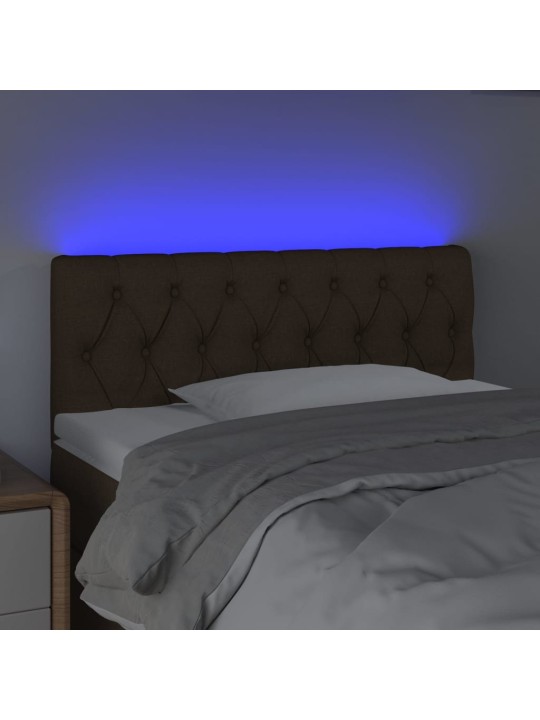 Čelo postele s LED tmavě hnědé 100 x 7 x 78/88 cm textil