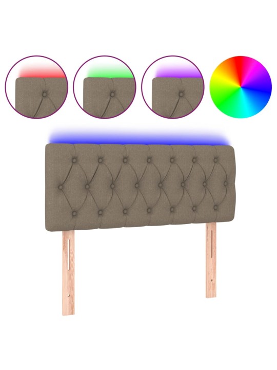 Čelo postele s LED taupe 100 x 7 x 78/88 cm textil