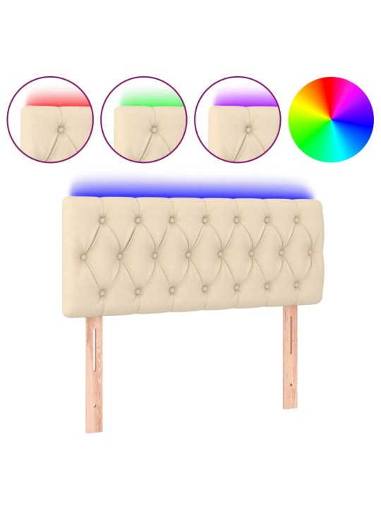 Čelo postele s LED krémové 100 x 7 x 78/88 cm textil