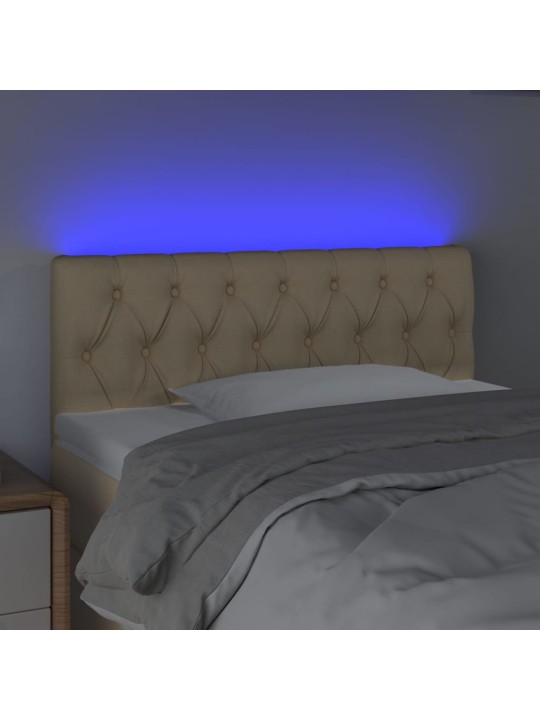 Čelo postele s LED krémové 100 x 7 x 78/88 cm textil