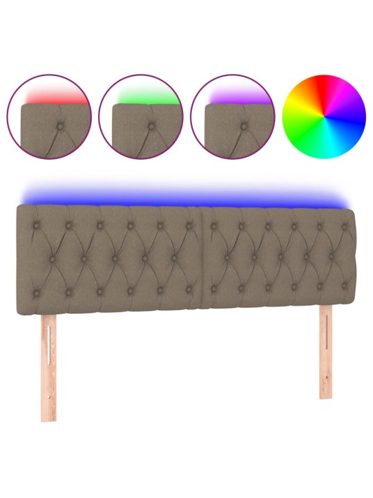 Čelo postele s LED taupe 144 x 7 x 78/88 cm textil