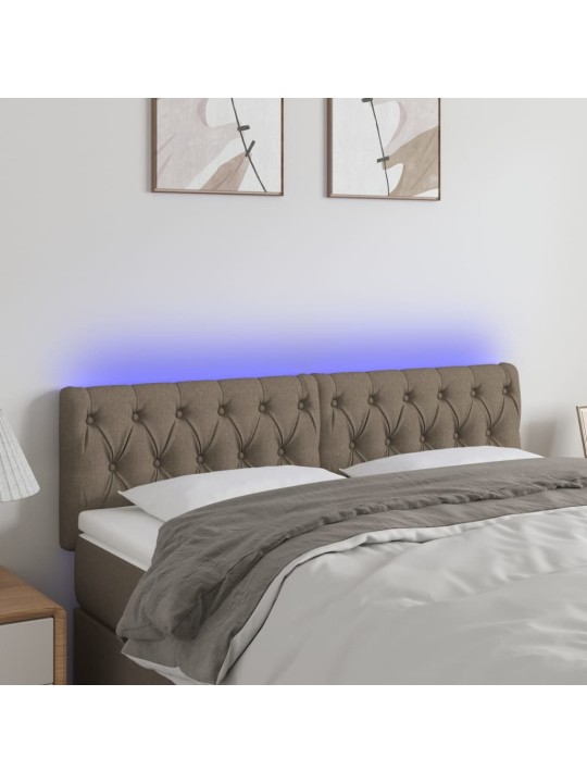 Čelo postele s LED taupe 144 x 7 x 78/88 cm textil