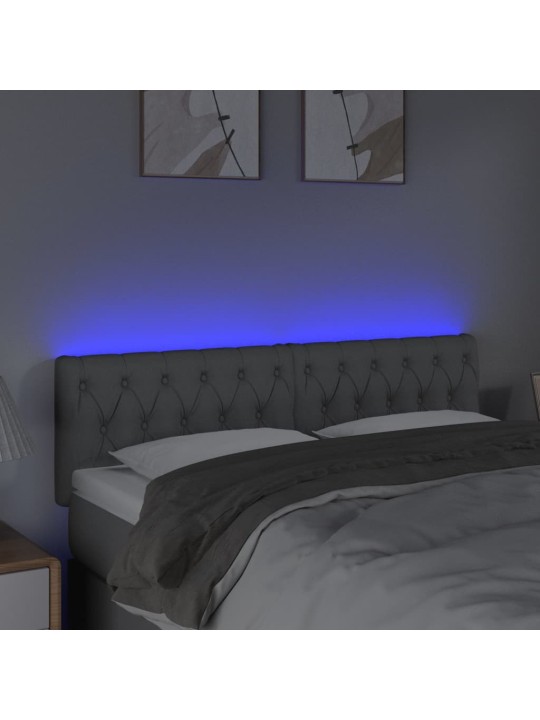 Čelo postele s LED světle šedé 160 x 7 x 78/88 cm textil