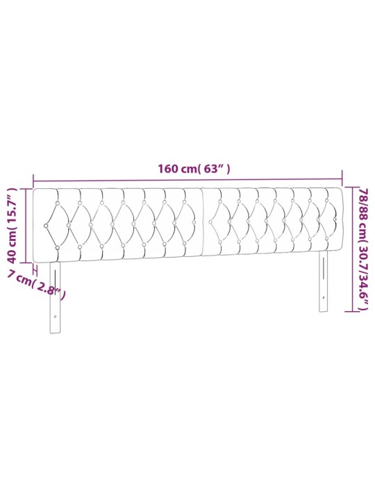 Čelo postele s LED tmavě šedé 160 x 7 x 78/88 cm textil