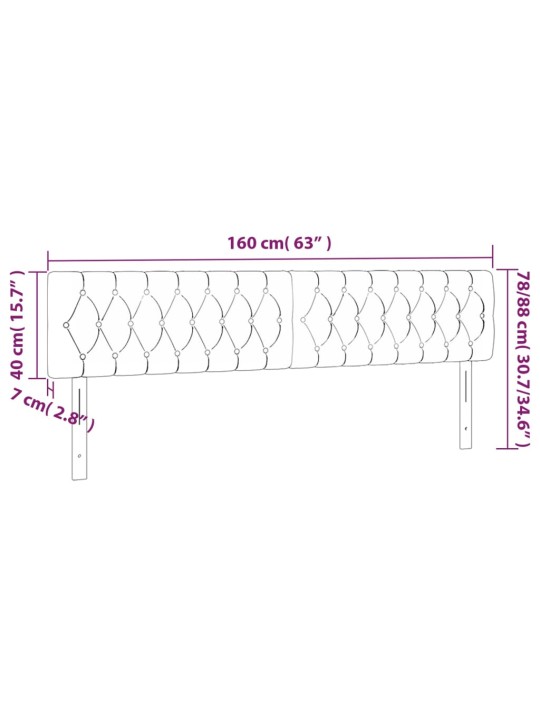 Čelo postele s LED černé 160 x 7 x 78/88 cm textil
