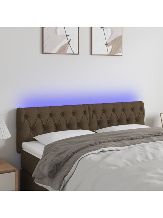 Čelo postele s led tmavě hnědé 160 x 7 x 78/88 cm textil