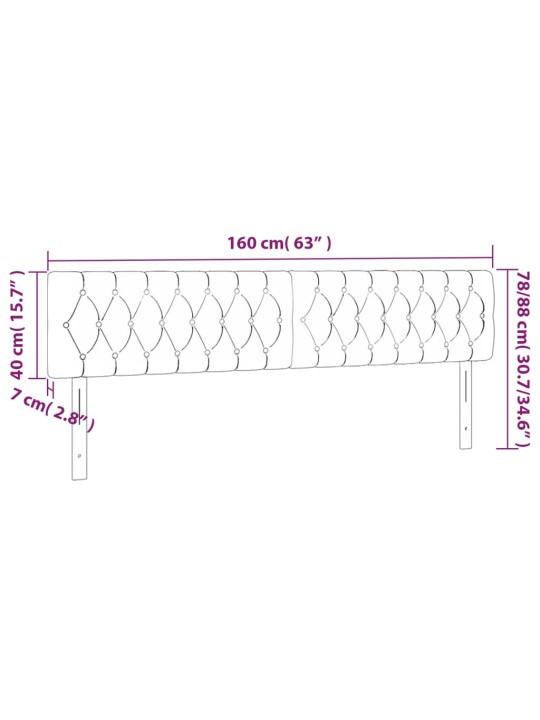 Čelo postele s LED modré 160 x 7 x 78/88 cm textil