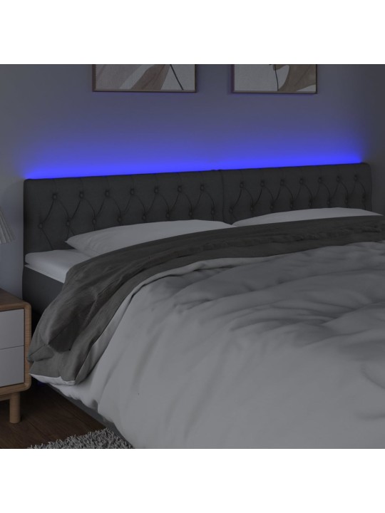 Čelo postele s LED tmavě šedé 180 x 7 x 78/88 cm textil