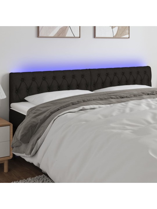 Čelo postele s LED černé 180 x 7 x 78/88 cm textil