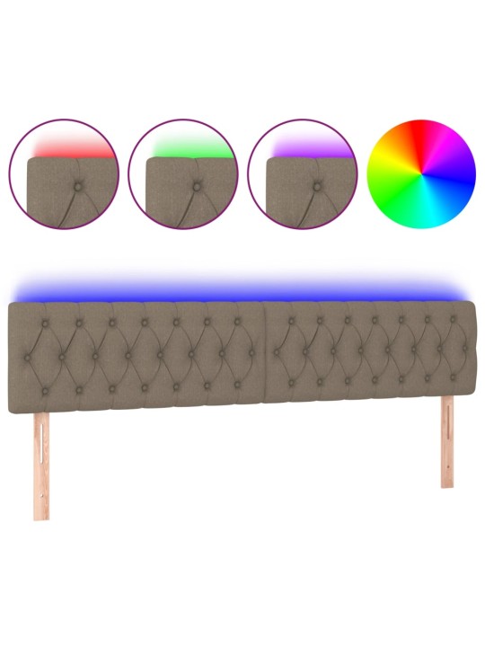 Čelo postele s LED taupe 180 x 7 x 78/88 cm textil