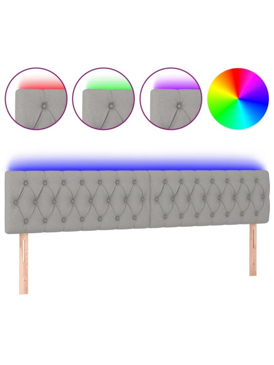 Čelo postele s LED světle šedé 200x7x78/88 cm textil