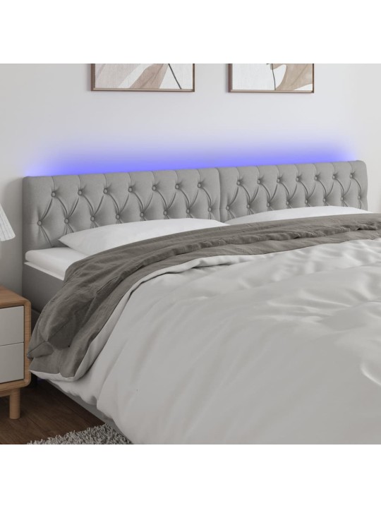 Čelo postele s LED světle šedé 200x7x78/88 cm textil