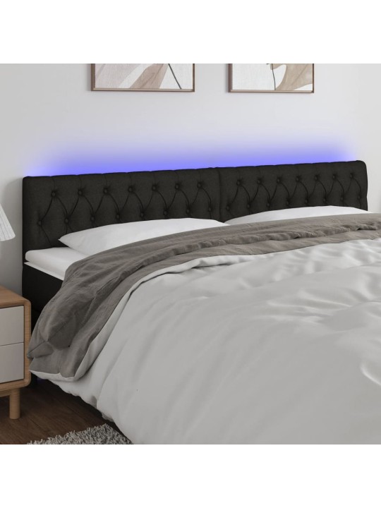 Čelo postele s LED černé 200 x 7 x 78/88 cm textil