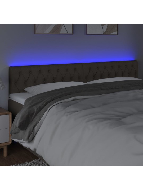 Čelo postele s LED taupe 200 x 7 x 78/88 cm textil