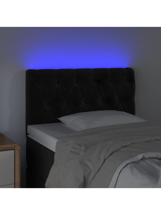 Čelo postele s LED černé 80 x 7 x 78/88 cm samet