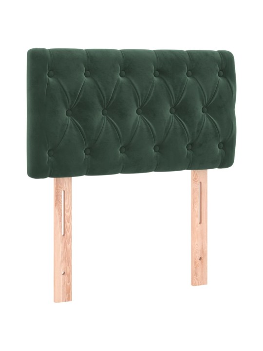 Čelo postele s LED tmavě zelené 80 x 7 x 78/88 cm samet