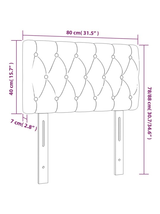 Čelo postele s LED tmavě modré 80 x 7 x 78/88 cm samet