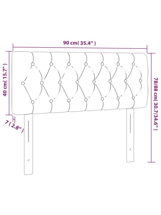 Čelo postele s LED světle šedé 90 x 7 x 78/88 cm samet