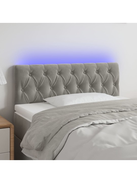 Čelo postele s LED světle šedé 90 x 7 x 78/88 cm samet