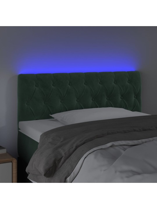 Čelo postele s led tmavě zelené 90 x 7 x 78/88 cm samet