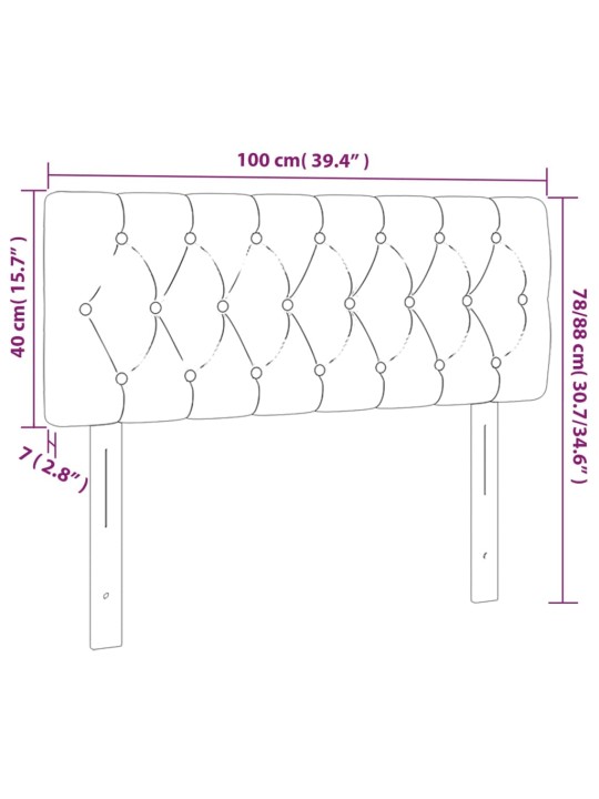 Čelo postele s LED černé 100 x 7 x 78/88 cm samet
