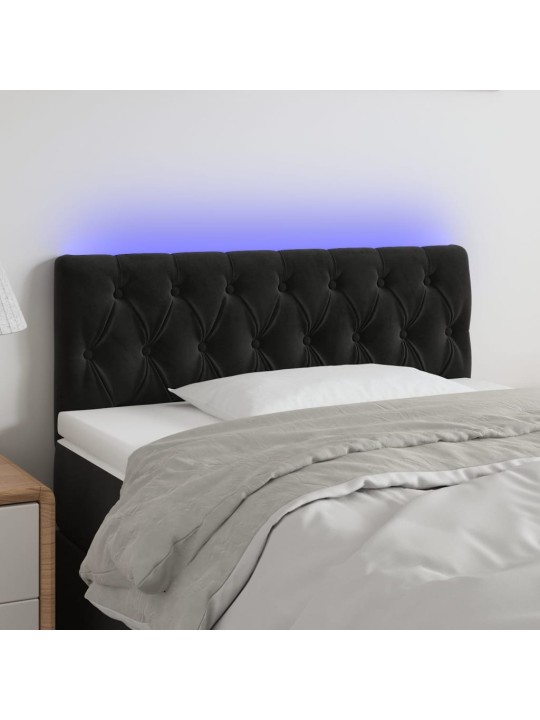 Čelo postele s LED černé 100 x 7 x 78/88 cm samet