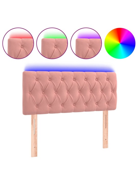 Čelo postele s led růžové 100 x 7 x 78/88 cm samet