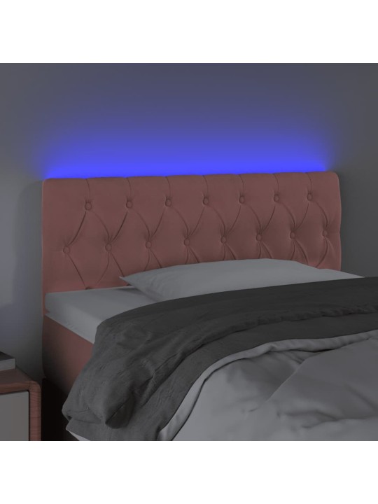Čelo postele s led růžové 100 x 7 x 78/88 cm samet