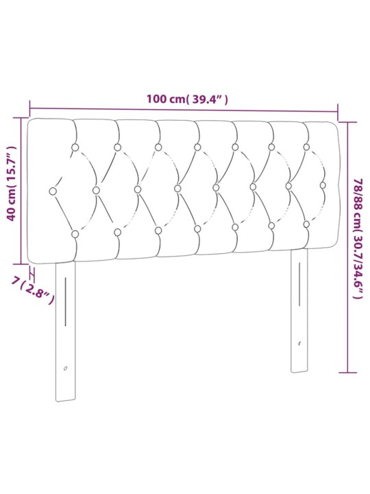 Čelo postele s led růžové 100 x 7 x 78/88 cm samet