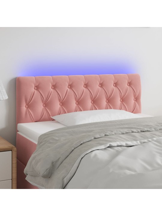 Čelo postele s led růžové 100 x 7 x 78/88 cm samet