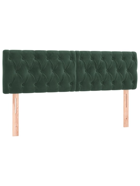 Čelo postele s led tmavě zelené 160 x 7 x 78/88 cm samet