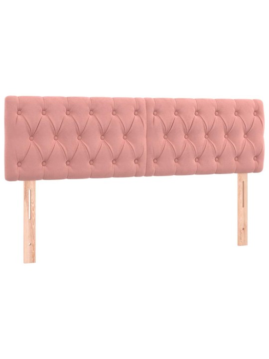 Čelo postele s led růžové 160 x 7 x 78/88 cm samet
