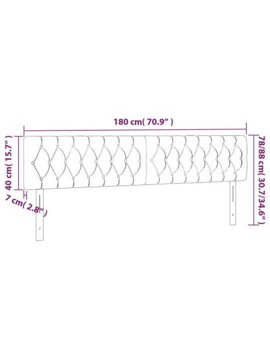 Čelo postele s LED černé 180 x 7 x 78/88 cm samet