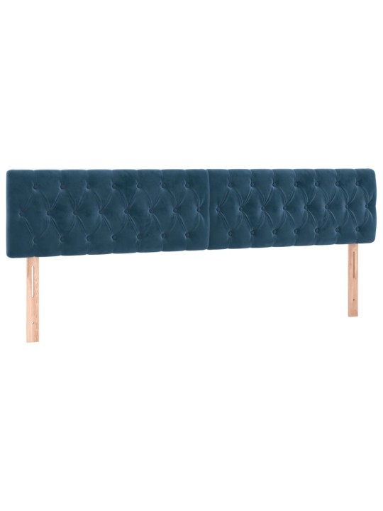 Čelo postele s led tmavě modré 200 x 7 x 78/88 cm samet