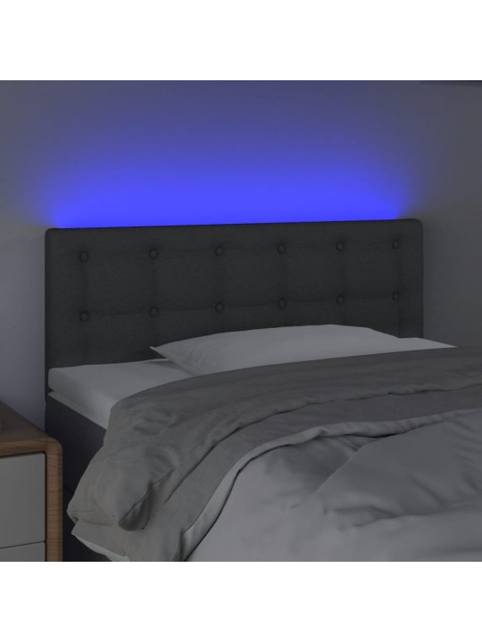 Čelo postele s LED tmavě šedé 80 x 5 x 78/88 cm textil
