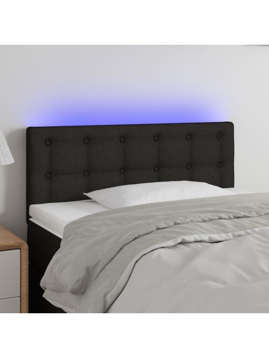 Čelo postele s LED černé 80 x 5 x 78/88 cm textil