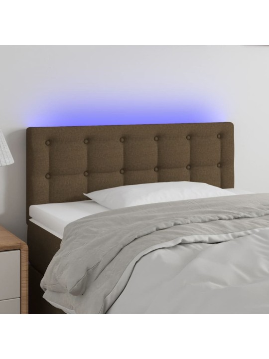Čelo postele s LED tmavě hnědé 80 x 5 x 78/88 cm textil