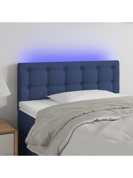 Čelo postele s LED modré 80 x 5 x 78/88 cm textil