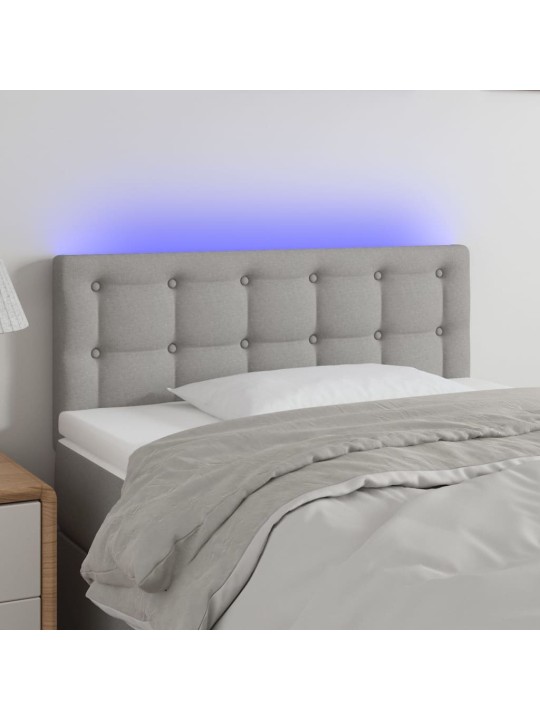 Čelo postele s LED světle šedé 90x5x78/88 cm textil