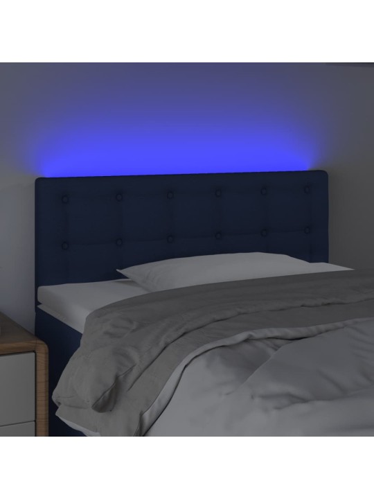 Čelo postele s LED modré 90x5x78/88 cm textil