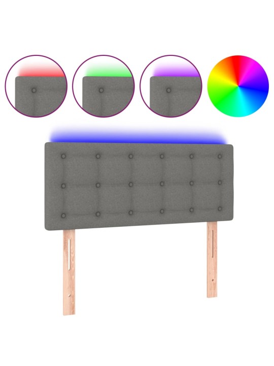 Čelo postele s LED tmavě šedé 100x5x78/88 cm textil