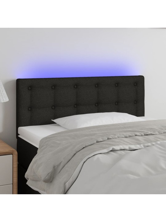 Čelo postele s LED černé 100x5x78/88 cm textil