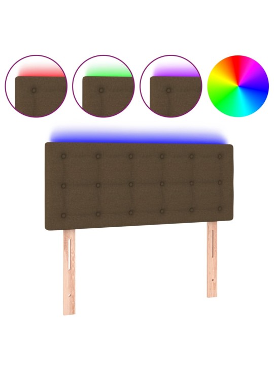 Čelo postele s LED tmavě hnědé 100x5x78/88 cm textil